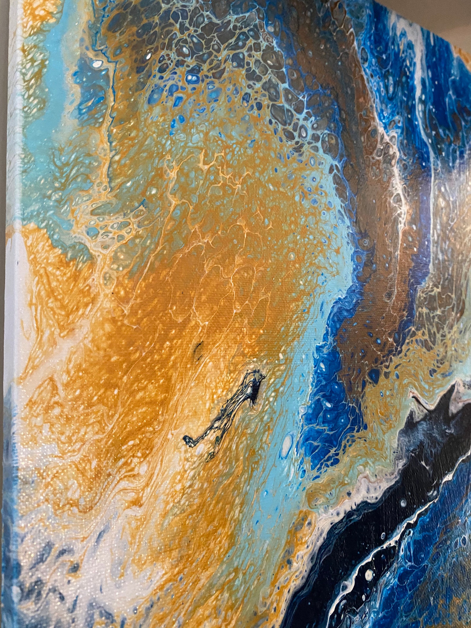 Aquamarine Large Acrylic Pour Painting Etsy