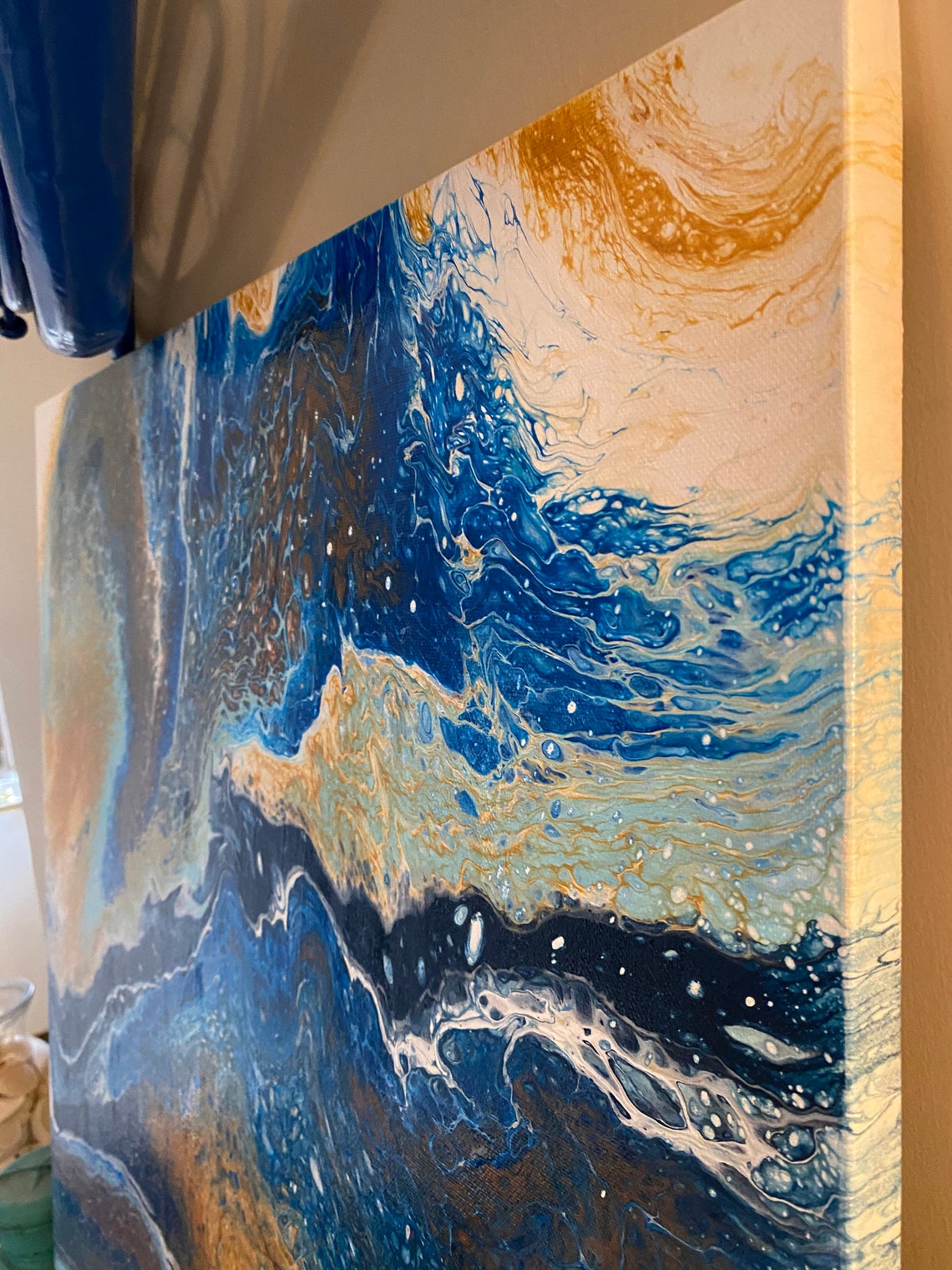 Aquamarine Large Acrylic Pour Painting Etsy