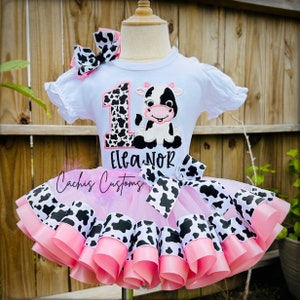 Farm Birthday Outfit - Cow Birthday Tutu - Barnyard Birthday Outfit