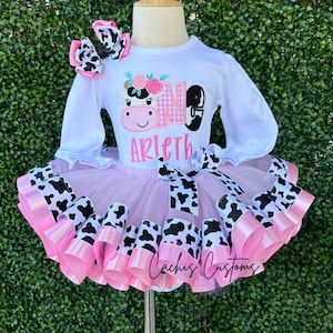 First Birthday Cow Outfit - Cow Birthday Tutu - Barnyard Birthday Outfit - One Cow Birthday Outfit