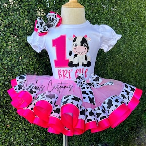 Farm Birthday Outfit - Cow Birthday Tutu - Barnyard Birthday Outfit