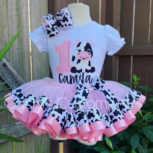 Farm Birthday Outfit - Cow Birthday Tutu - Barnyard Birthday Outfit