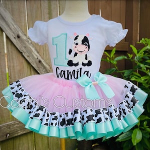 Farm Birthday Outfit - Cow Birthday Tutu - Barnyard Birthday Outfit