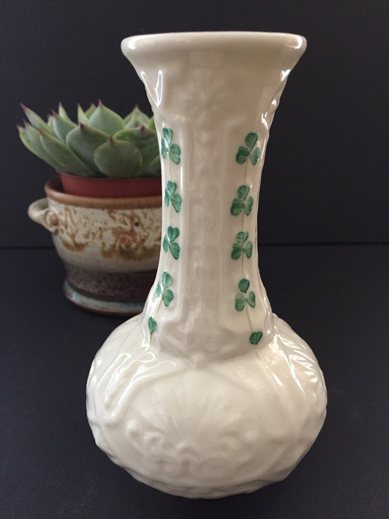 Vintage BELLEEK IRELAND SHAMROCK Vase Etsy