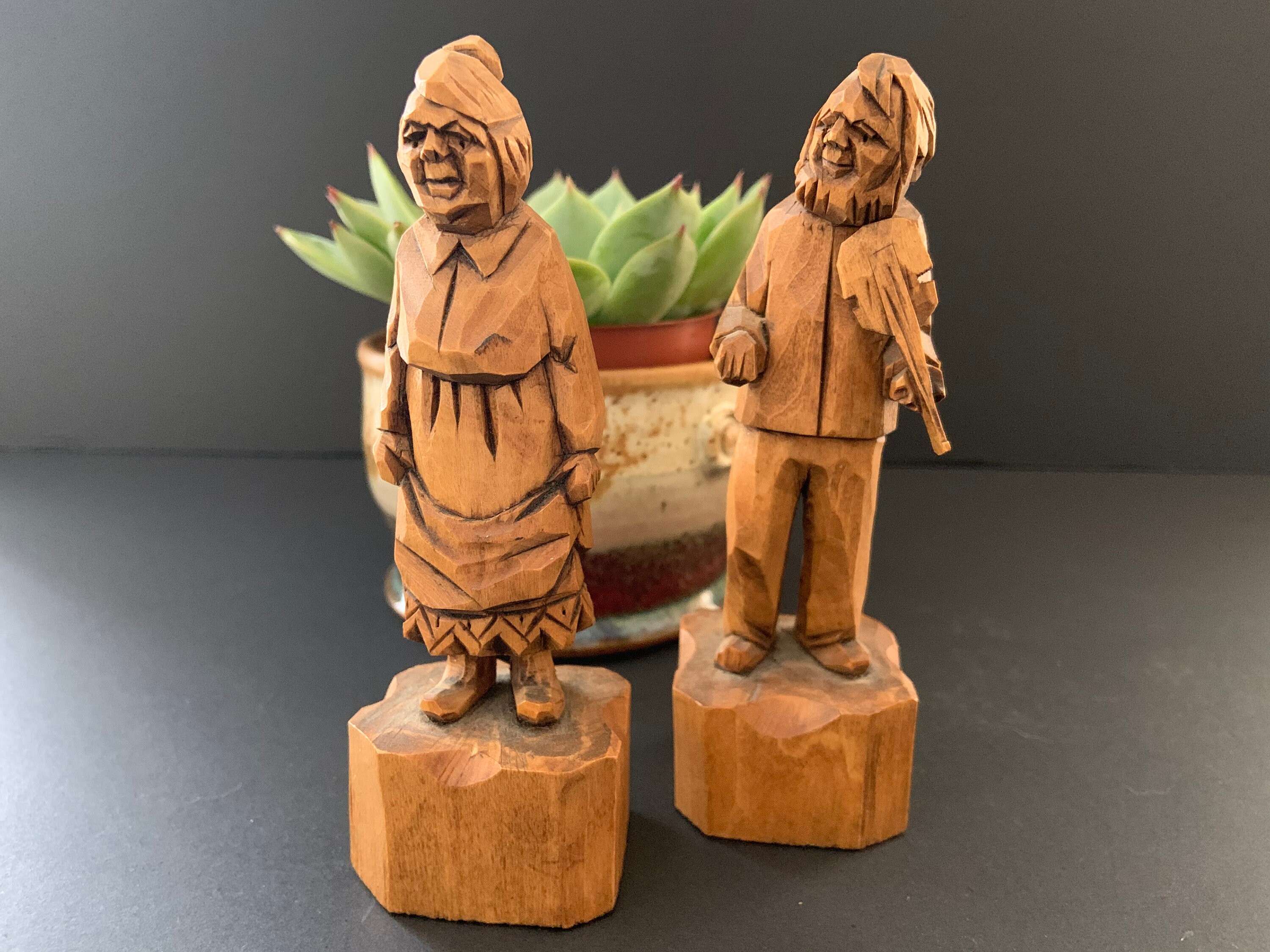 Grandfather Grandmother Fireside Folk Art Quebec Canada Saint Jean Port