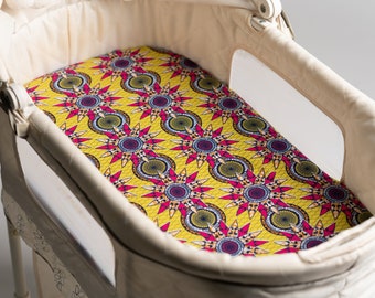2 PACK | BASSINET SHEETS Fitted Colorful Design For Baby Girl | Mattress pad cover bedding for Halo, Pack n Play Playard, Moses Basket