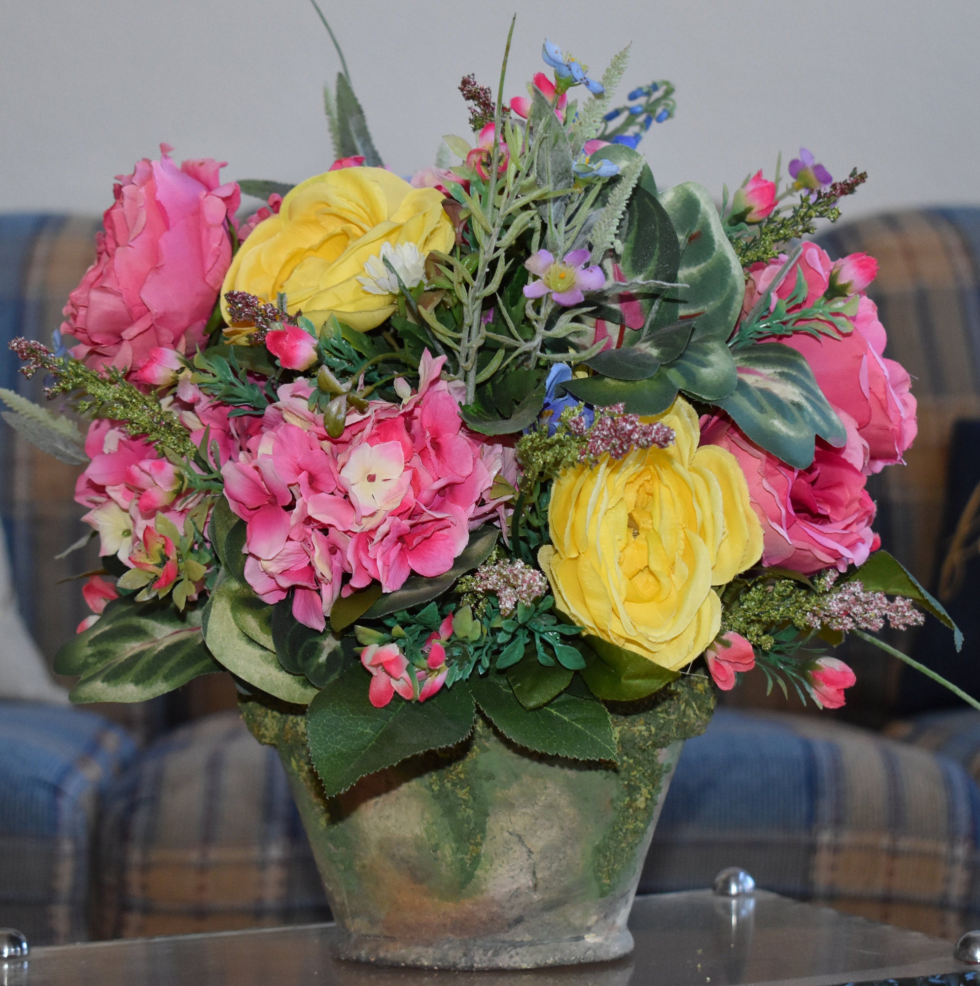 Yellow and Pink Flower Arrangement | Etsy