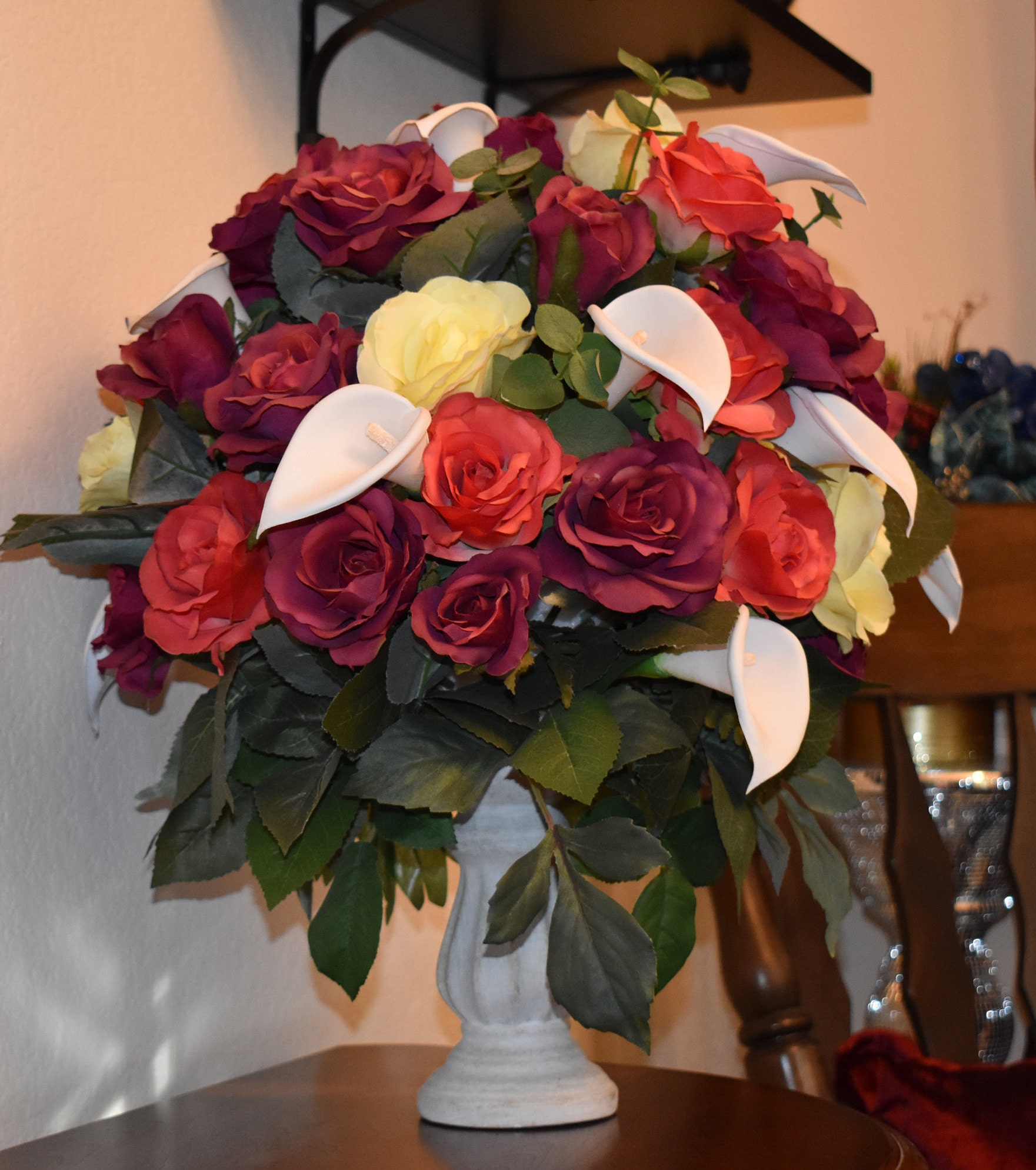 Floral 02 Rose and Lily Flower Arrangement Etsy