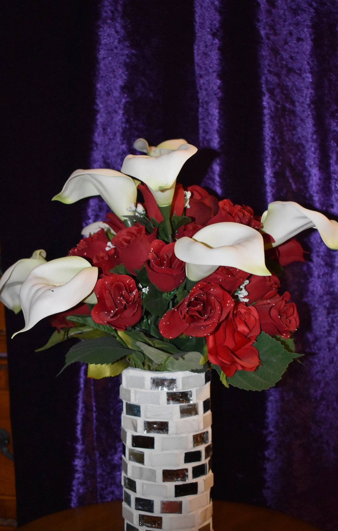 Floral 01 Rose and Lilac Flower Arrangement Etsy