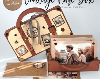 VINTAGE CASE Box 3d SVG - 6x4 Fotos | Digitaler Download | Projekt für Scanncut, Cricut, Cameo| Explosionsbox LPPsvg Schneidedatei