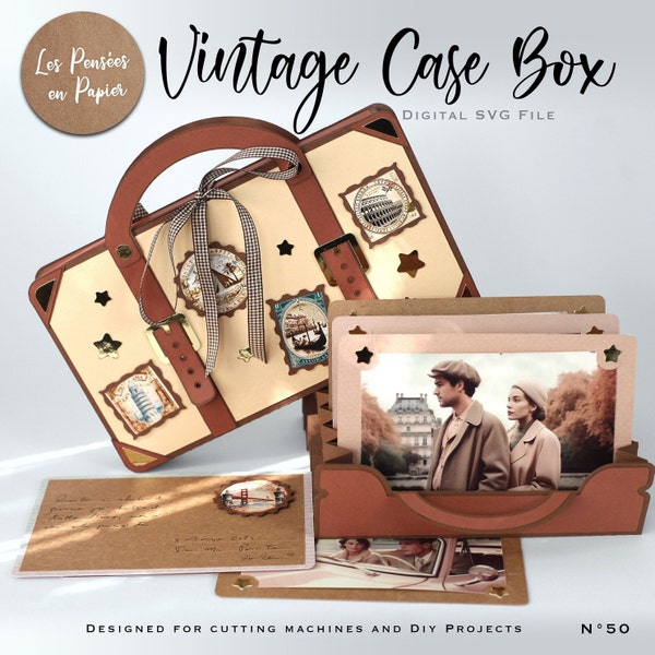 VINTAGE Case Box - 3D SVG | Instant Download | Postcards/6x4 photo holder | Project for Cricut, ScanNcut, Silhouette | LPPSVG