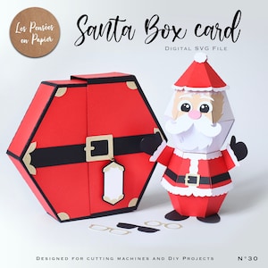 SANTA BOX Card SVG | Instant Download | Svg Project for Cricut, ScanNcut, Silhouette | Assembly video included | Christmas Card pop-up 3d