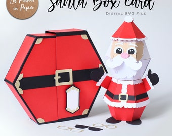 SANTA BOX Card SVG | Instant Download | Svg Project for Cricut, ScanNcut, Silhouette | Assembly video included | Christmas Card pop-up 3d