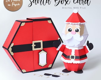 SANTA BOX Card SVG | Instant Download | Svg Project for Cricut, ScanNcut, Silhouette | Assembly video included | Christmas Card pop-up 3d