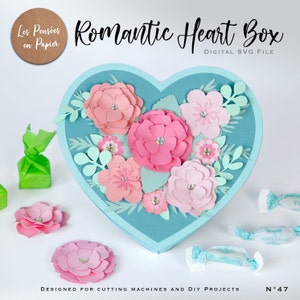 Boîte Coeur ROMANTIQUE - SVG 3D | Téléchargement instantané | Boîte Coeur | Projet pour Cricut, Scanncut, Cameo - LPPSVG