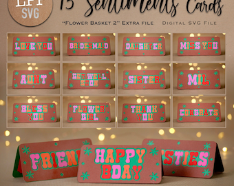 15 Cartes SENTIMENTS - SVG 3D | Téléchargement instantané | Panier de fleurs, fichier supplémentaire | Projet pour Cricut, Scanncut, Cameo - LPPSVG