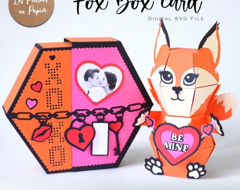 FOX Box Card - 3D SVG | Instant Download | Valentine's Day Pop-up| Project for Cricut, ScanNcut, Silhouette | LPPSVG