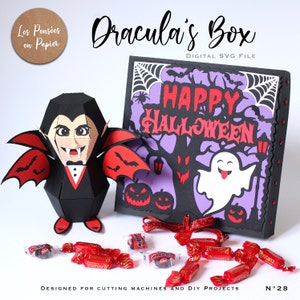 Boîte de DRACULA - SVG 3D | Téléchargement instantané | Boîte pop-up Halloween | Projet pour Cricut, Scanncut, Cameo - LPPSVG