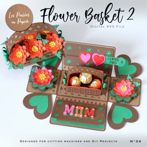 BLOEMENmand 2 - 3D SVG | Direct downloaden | Explosiedoos Moederdag | Project voor Cricut, Scanncut, Cameo - LPPSVG