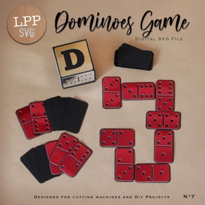 DOMINOES Game - 3D SVG | Download Immediato | 28 pezzi | Progetto per Cricut, Scanncut, Cameo - LPPSVG