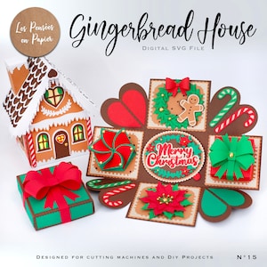 GINGERBREAD HOUSE Exploding Box SVG | Istant Download | Christmas Svg Project for Cricut, Scanncut, Silhouette | Exploding Box svg