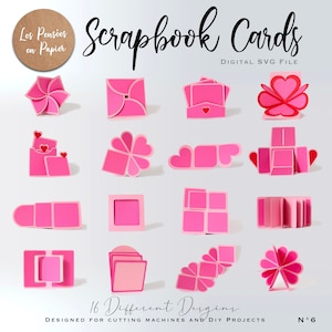 SCRAPBOOK CARDS SVG File 16 Designs | Instant Download | Project for Cricut, Scanncut, Silhouette | Assembly video included | Cards Svg