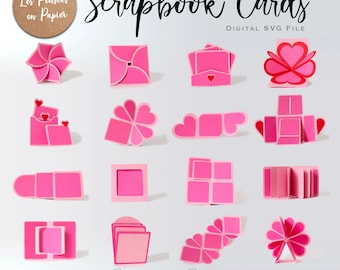 Cartes de scrapbooking - SVG 3D | Téléchargement instantané | 16 billets différents | Projet pour Cricut, Scanncut, Cameo - LPPSVG