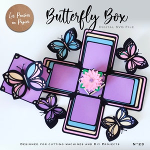 BUTTERFLY EXPLODING Box SVG | Instant Download | Svg Project for Cricut, ScanNcut, Silhouette | Assembly video included | 3d svg cut file