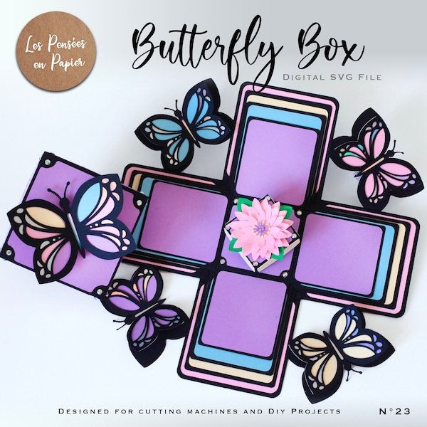BUTTERFLY EXPLODING Box SVG | Instant Download | Svg Project for Cricut, ScanNcut, Silhouette | Assembly video included | 3d svg cut file