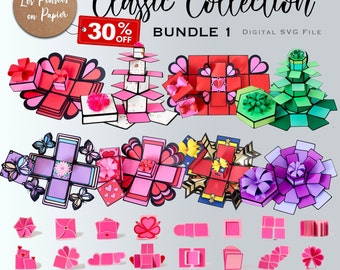 30% OFF Classic Collection Bundle 1 - 3D SVG | Download Immediato | Exploding Box + Cards | Progetto per Cricut, Scanncut, Cameo - LPPSVG