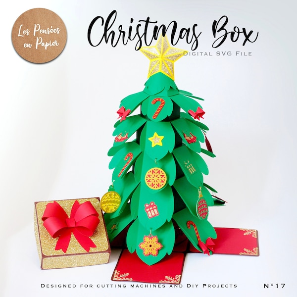 CHRISTMAS Box - 3D SVG | Instant Download | Vertical Explosion Box Christmas Tree | Project for Cricut, ScanNcut, Silhouette | LPPSVG