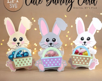 Carte de lapin mignon - SVG 3D | Téléchargement instantané | Pâques | Projet pour Cricut, Scanncut, Cameo - LPPSVG