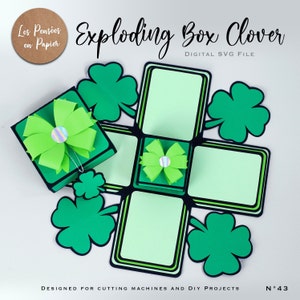 爆発するボックスクローバー - 3D SVG |即時ダウンロード |幸運と聖パトリック | Cricut、Scanncut、Cameo 向けプロジェクト - LPPSVG