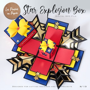 Explosão STAR - 3D SVG | Download instantâneo | Caixa Explosiva | Projeto para Cricut, Scanncut, Cameo - LPPSVG