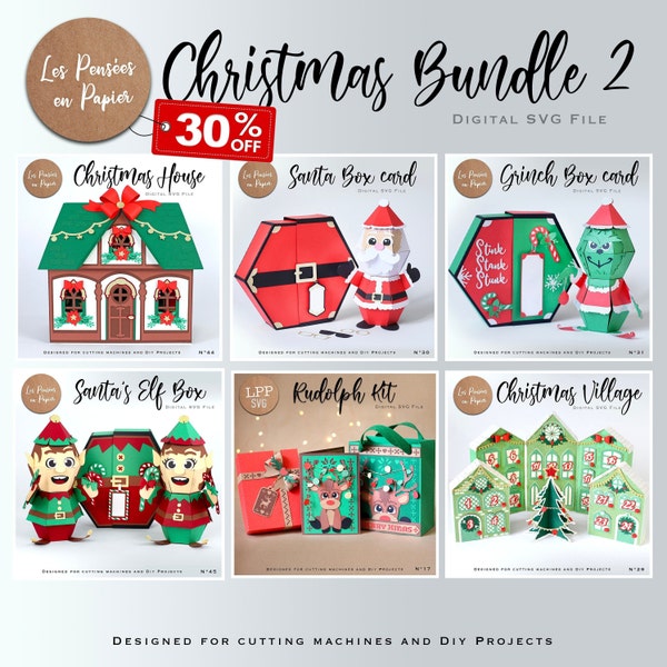 30 % OFF Christmas SVG Bundle 2 - Projets SVG numériques pour Cricut - 6 modèles différents - lppsvg