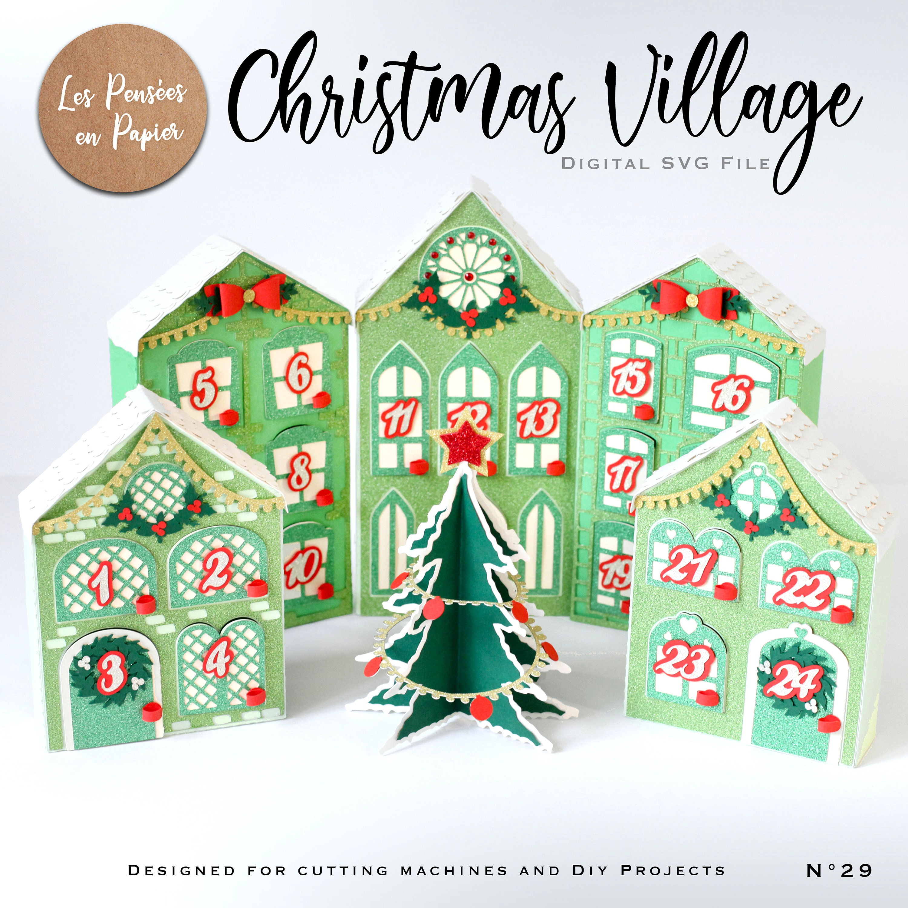 CHRISTMAS VILLAGE Advent Calendar SVG Instant Download Etsy