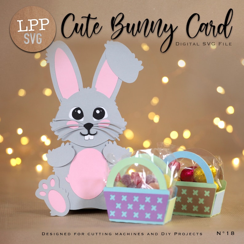 Carte de lapin mignon - SVG 3D | Téléchargement instantané | Pâques | Projet pour Cricut, Scanncut, Cameo - LPPSVG image 2