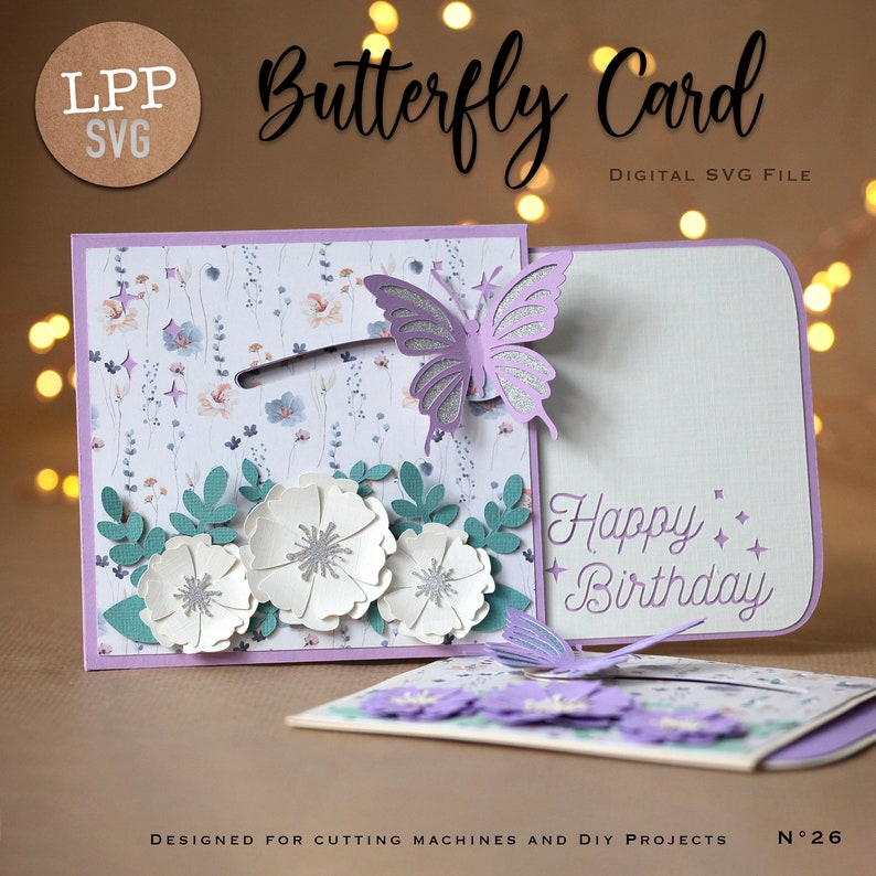 Carte PAPILLON - SVG 3D | Téléchargement instantané | Projet pour Cricut, Scanncut, Cameo - LPPSVG image 2