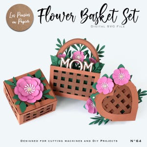 BLUMENKORB-Set – 3D SVG | Sofortdownload | Projekt für Cricut, Scanncut, Cameo | LPPSVG