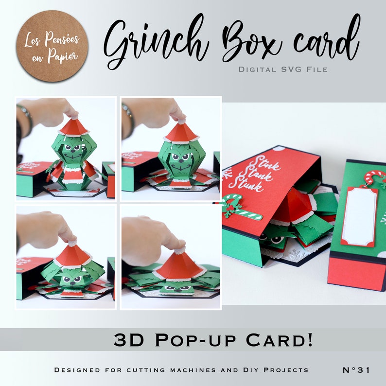 GRINCH BOX Card SVG Instant Download Svg Project for - Etsy Finland