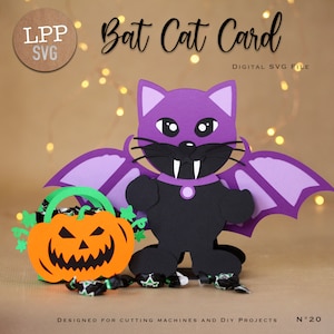 Vleermuiskatkaart - 3D SVG | Direct downloaden | Halloween | Project voor Cricut, Scanncut, Cameo - LPPSVG