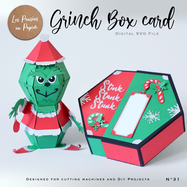 GRINCH BOX Card SVG Instant Download Svg Project for - Etsy Finland