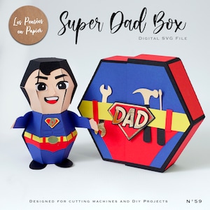 SUPER Papa Box - 3D SVG | Direct downloaden | Helden Pop-up | Project voor Cricut, Scanncut, Cameo - LPPSVG