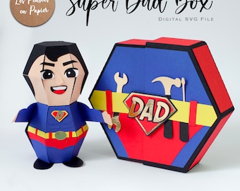 SUPER Dad Box - 3D SVG | Instant Download | Pop-up Hero | Project for Cricut, ScanNcut, Silhouette | LPPSVG