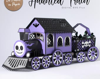 Train hanté - SVG 3D | Téléchargement instantané | Train d'Halloween | Projet pour Cricut, Scanncut, Cameo - LPPSVG
