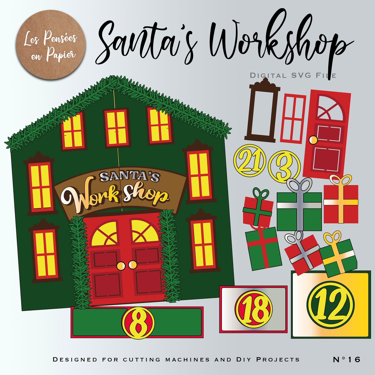 ADVENT CALENDAR Santa's SVG Digital Project Etsy
