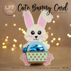 Carte de lapin mignon - SVG 3D | Téléchargement instantané | Pâques | Projet pour Cricut, Scanncut, Cameo - LPPSVG image 3
