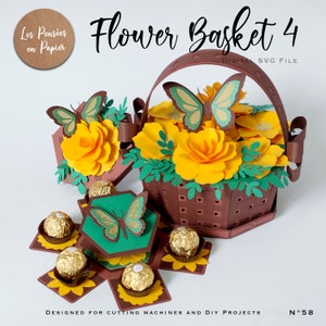 Canasta de flores 4 - 3D SVG | Descarga instantánea | Proyecto para Cricut, Scanncut y Cameo - LPPSVG