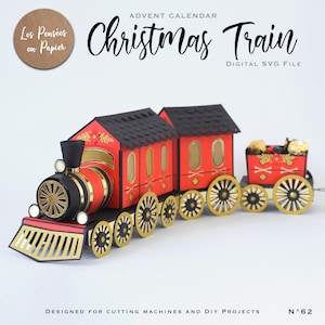 Train de NOËL 3D SVG | Téléchargement instantané | Calendrier de l'Avent | Projet pour Cricut, Scanncut, Cameo - LPPSVG