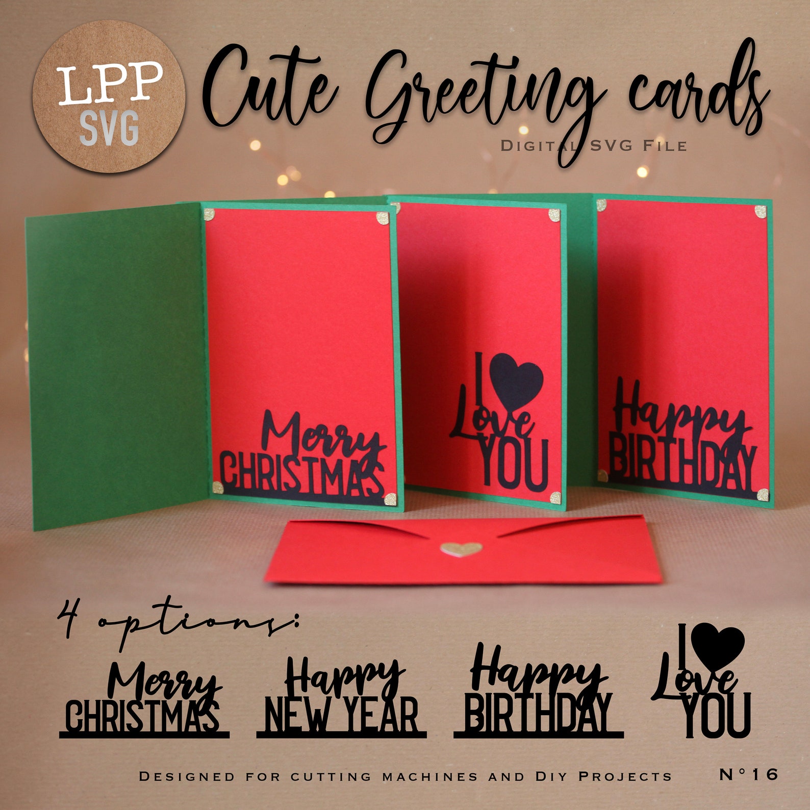 CUTE Greeting Cards SVG Set Instant Download Svg Project Etsy